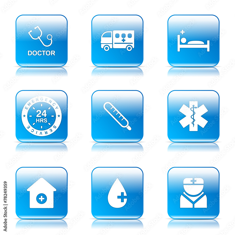 Hospital Health Square Vector Blue Icon Design Set 2 Hospital Health Square Vector Blue Icon Design Set 2