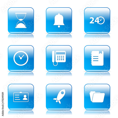 Free Download Time Duration Square Vector Blue Icon Design Set - GFXLoad