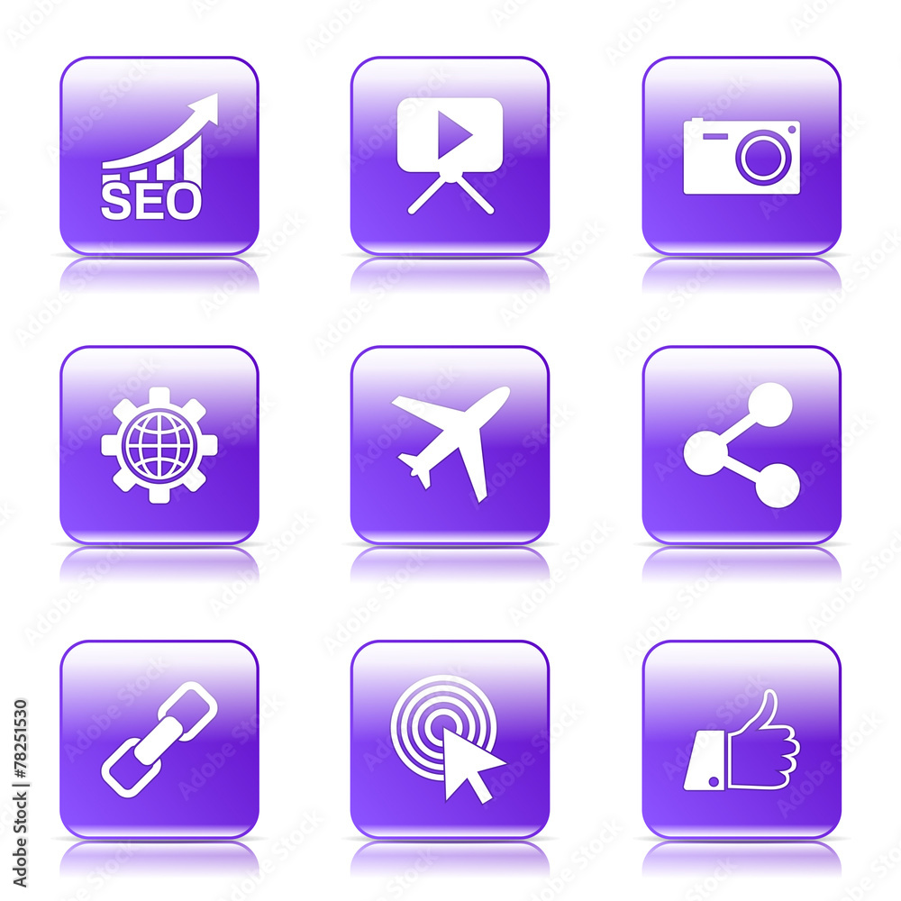 SEO Internet Sign Square Vector Violet Icon Design Set 1 SEO Internet Sign Square Vector Violet Icon Design Set 1