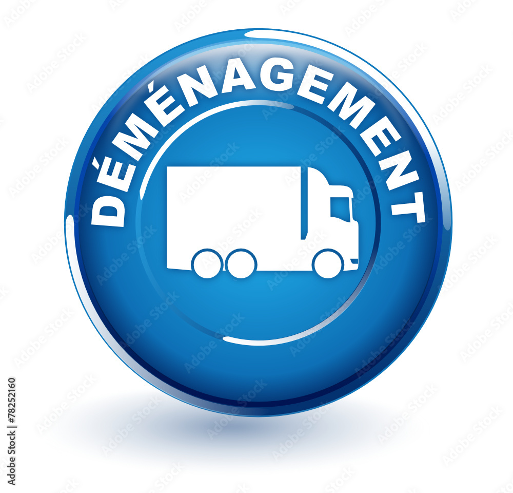 déménagement sur bouton bleu déménagement sur bouton bleu