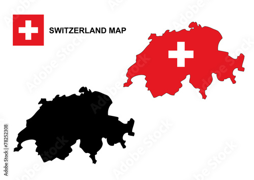 Switzerland map vector, Switzerland flag vector
