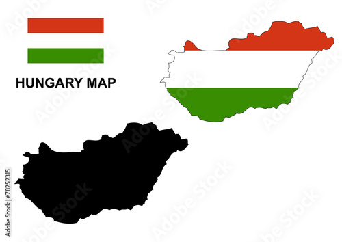 Hungary map vector, hungary flag vector