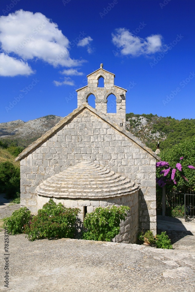 Small middle ages church on island Lastovo, Croatia