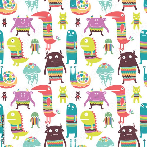 Funny monsyers seamless pattern