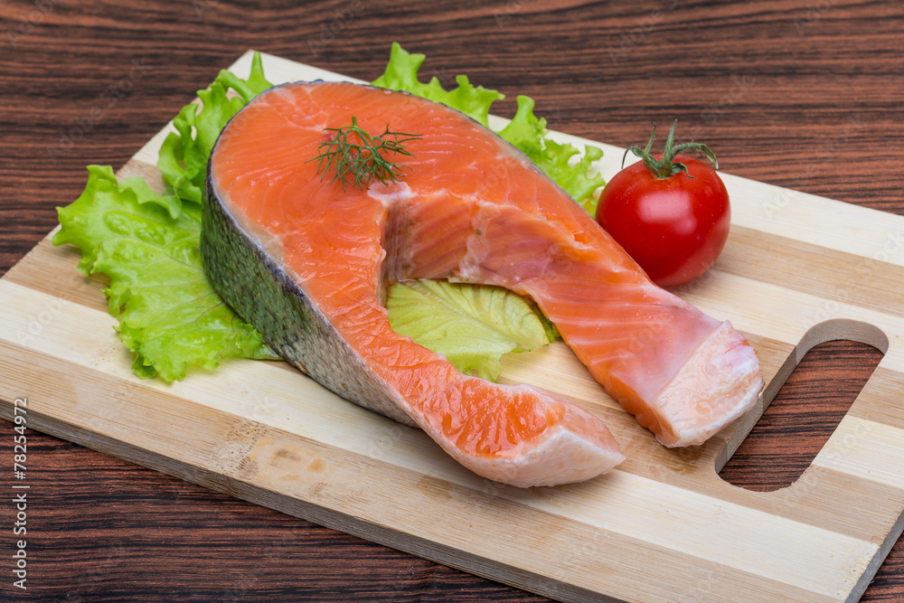 Raw salmon steak Raw salmon steak