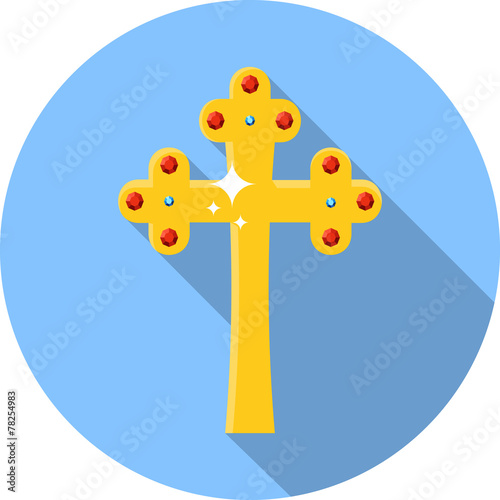 Vector Golden Cross with  Ruby and Diamond