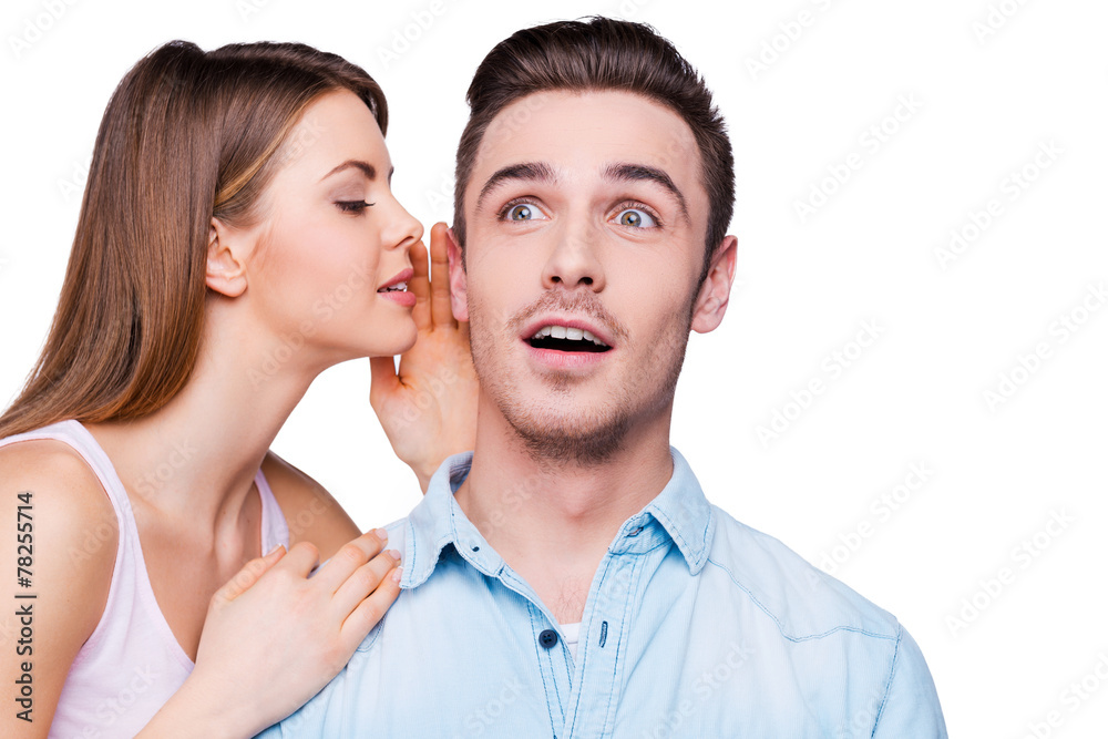 Naklejka premium Telling secrets to him.