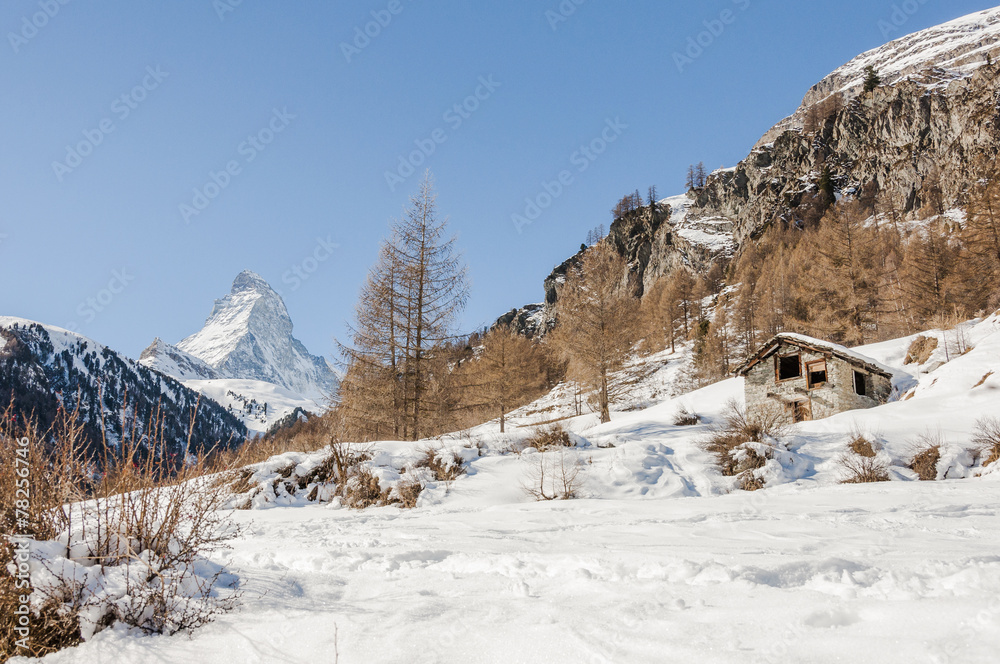 Zermatt, Dorf, Alpen, Wallis, Alm, Steinhaus, Winter, Schweiz