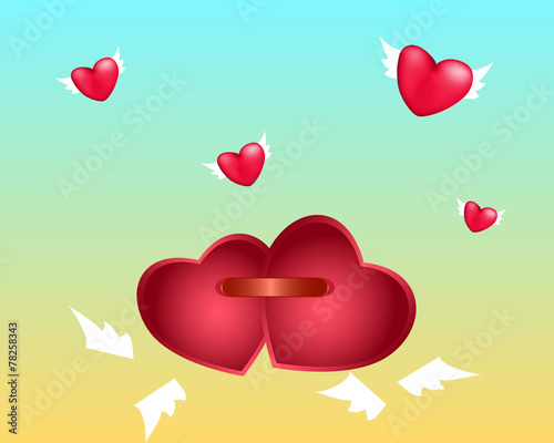 two hearts who held together metal clasp