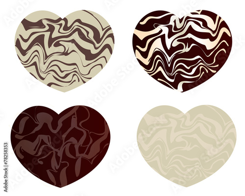 Valentines made of black and white chocolate