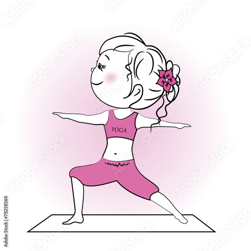 Young girl doing yoga exercise isolated on white
