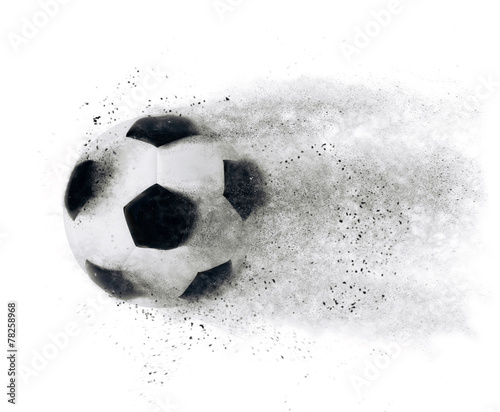 Isolated football soccer ball exploding