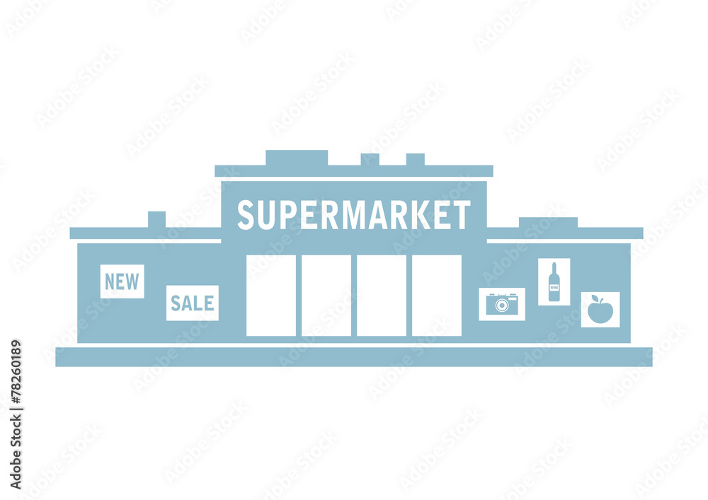 Obraz premium Supermarket vector icon on white background