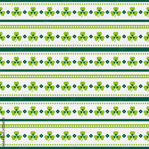 Happy St. Patrick's Day! Seamless striped pattern with shamrocks