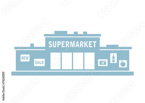 Supermarket vector icon on white background