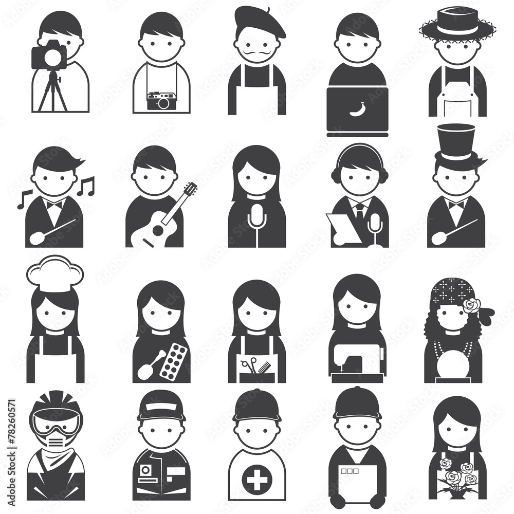 Various People Symbol Icons Occupation and Artisan Set Various People Symbol Icons Occupation and Artisan Set