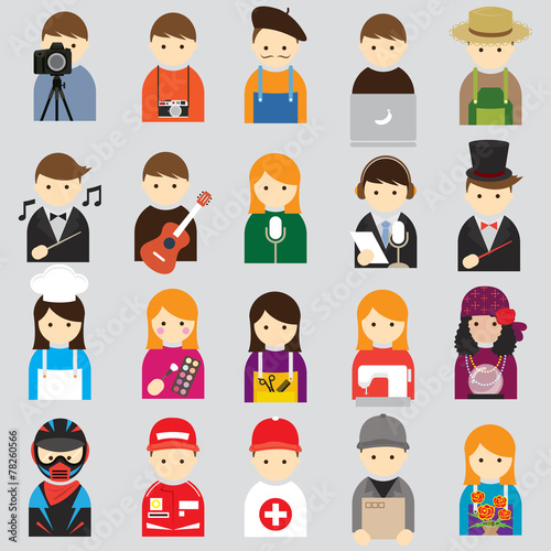 Various People Symbol Icons Occupation and Artisan Set