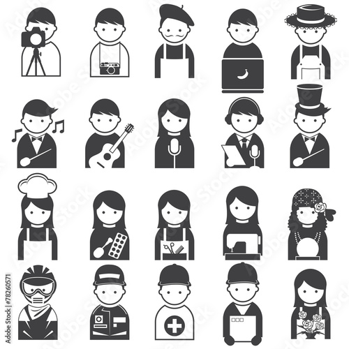 Various People Symbol Icons Occupation and Artisan Set