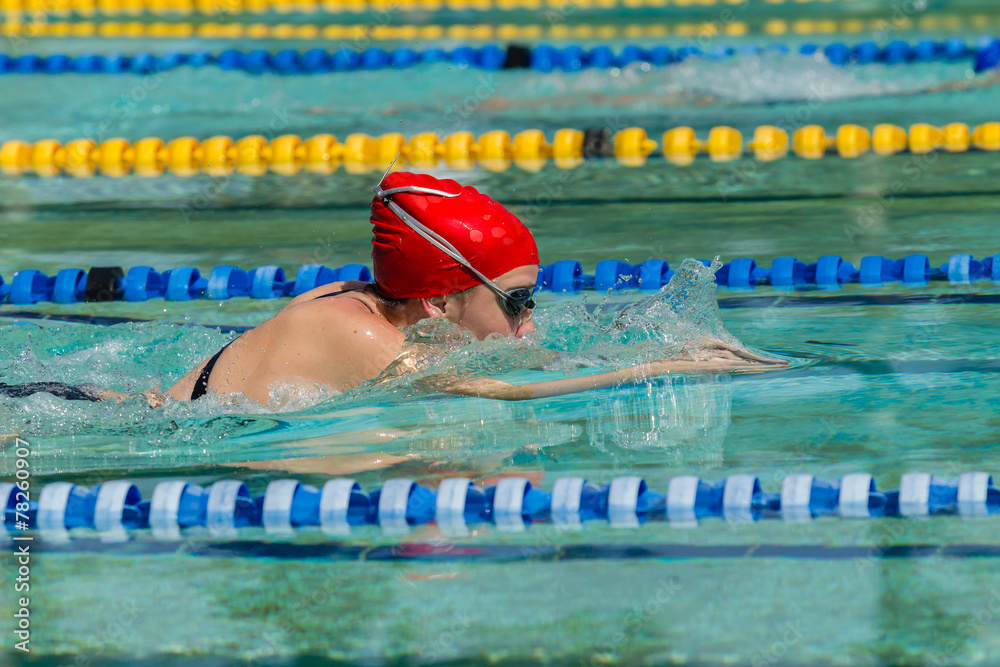 Girl Swimming Race