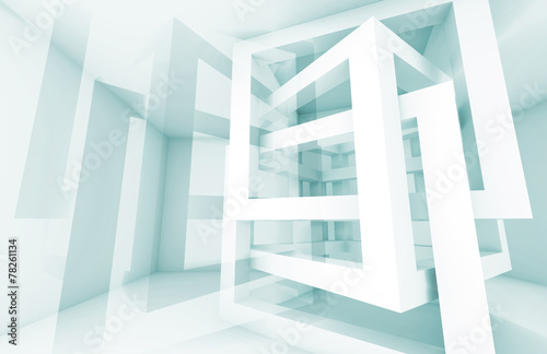 Fototapeta Naklejka Na Ścianę i Meble -  3d abstract architecture background. White chaotic pattern