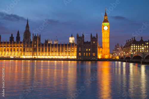 The Palace of Westminster Big Ben at night, London, England, UK.
