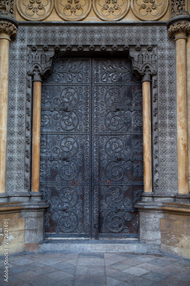 Door with Rusty Floral Metal on Westminster Abbey, London, Engla