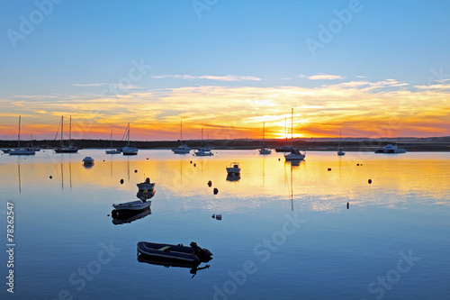 Harbor from Alvor in Portugal at twilight photo