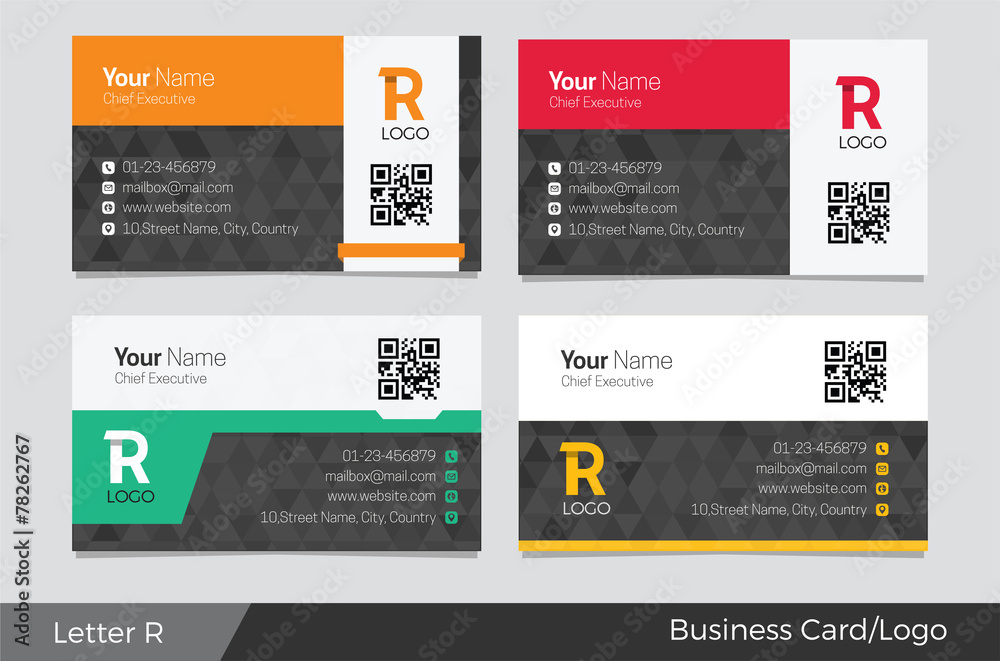 Letter R logo corporate business card