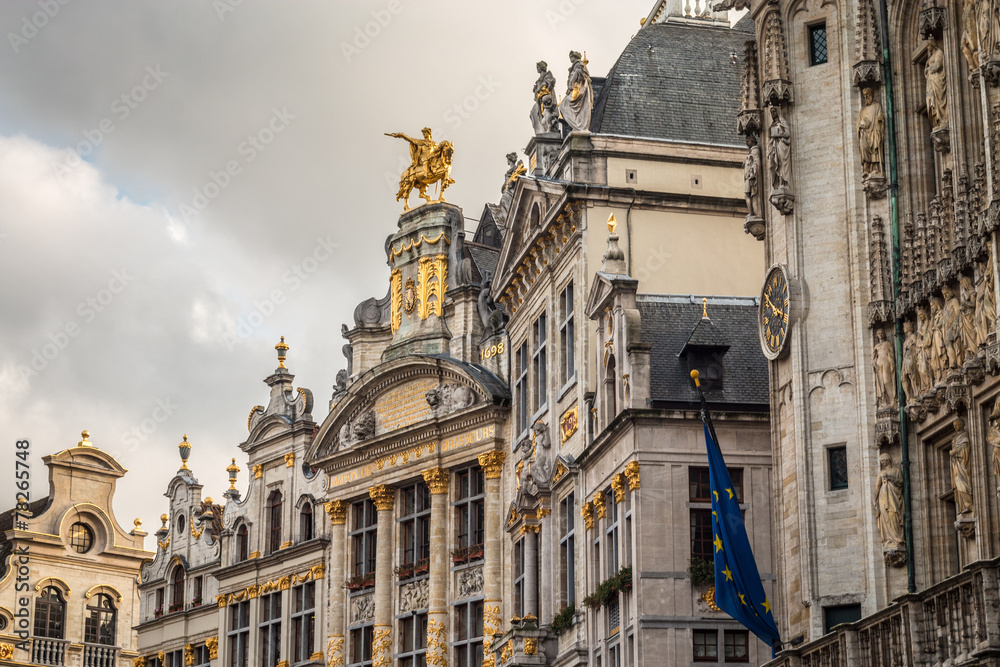 Buildings of Old Town Brussels in Belgium