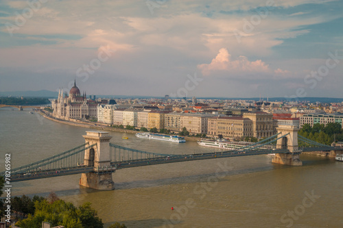 Birds Eye View of River Danube and Budapest Hungary