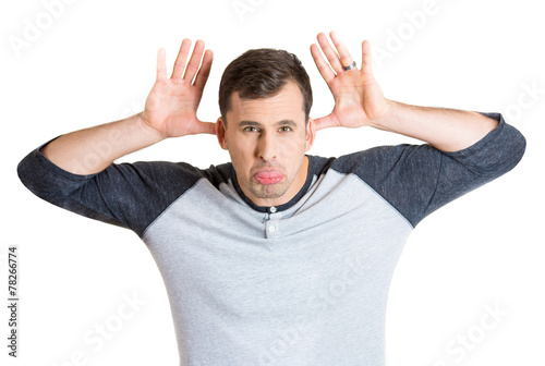 Man sticking his tongue out 