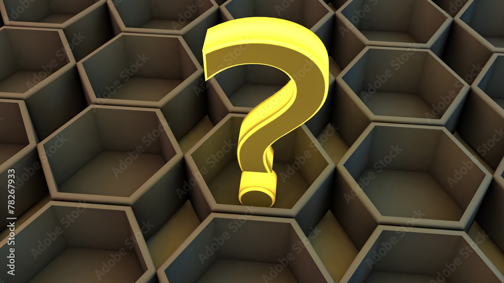 Hexagonal and questioning Cube decision - obrazy, fototapety, plakaty 