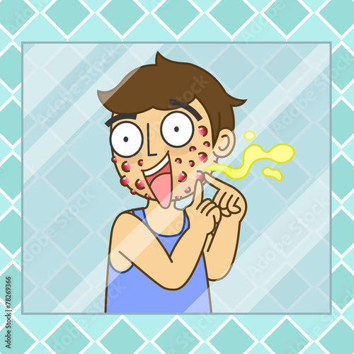 man squeezing pimple
