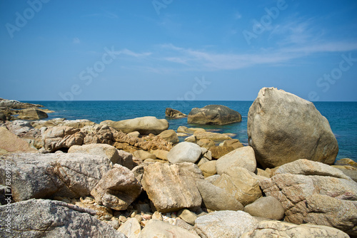 Tropical stone beach, Phangan island, Thailand