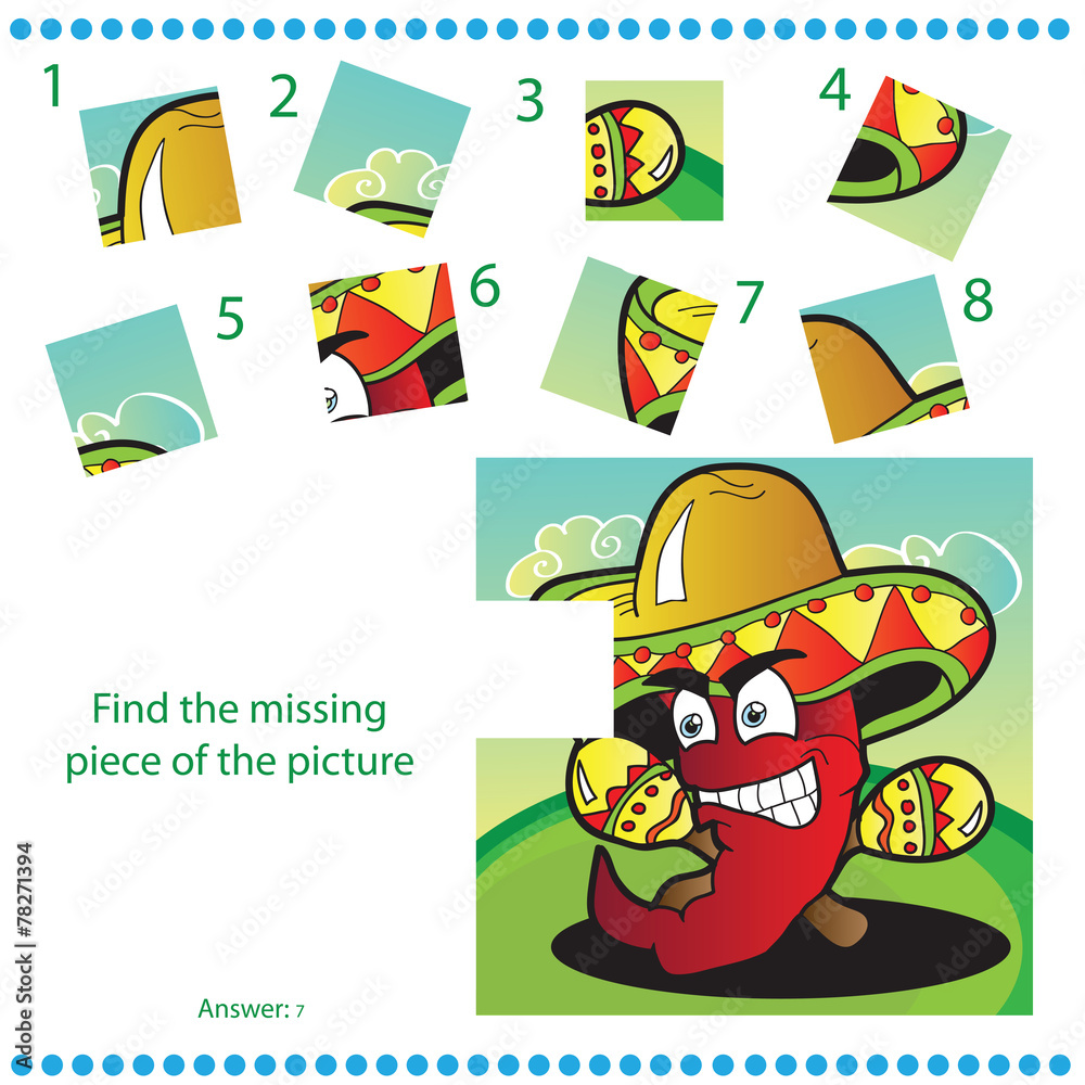 Fototapeta premium Find missing piece - Puzzle game for Children