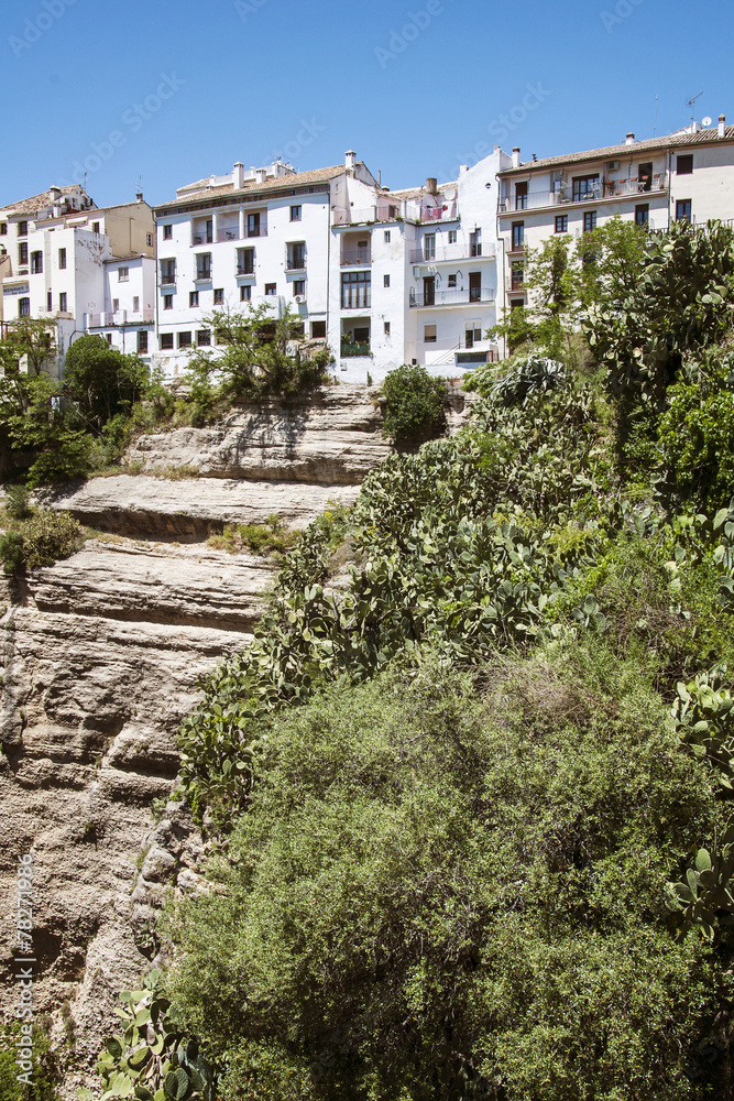 Panoramic view from a new bridge in Ronda, one of the famous whi