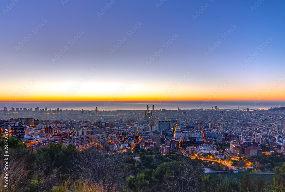 Barcelona panorama before sunrise Barcelona panorama before sunrise