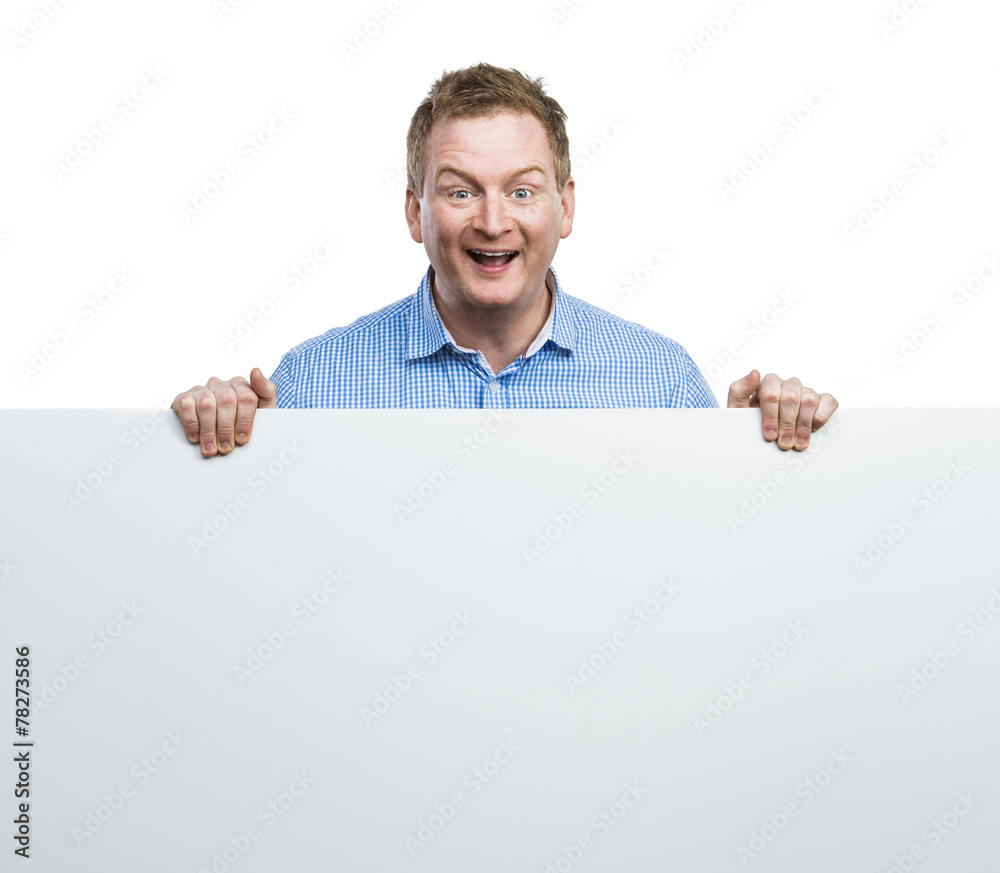 Man with blank sign board Man with blank sign board