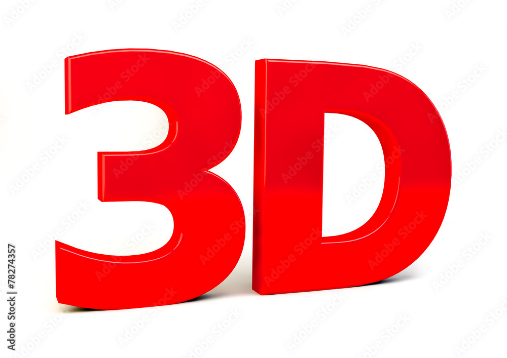 3D logo isolated on white background. 3d word 3D logo isolated on white background. 3d word