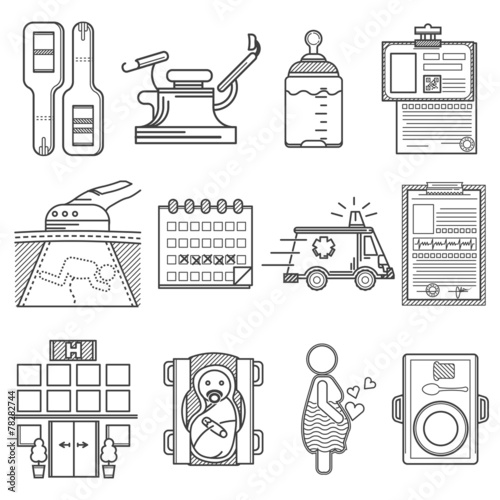 Black icons vector collection for gynecology