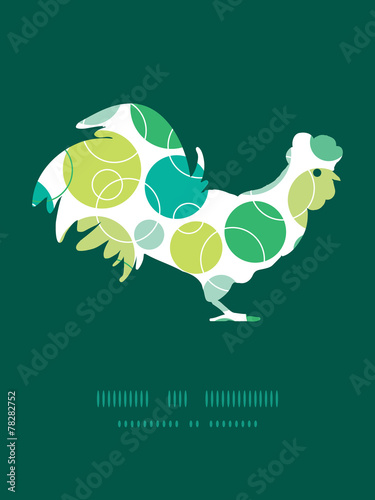 Vector abstract green circles rooster silhouette Easter frame