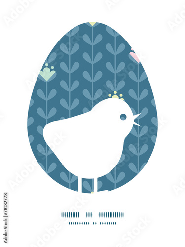 Vector blloming vines stripes chicken silhouette Easter frame