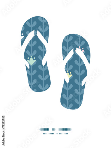 Vector blloming vines stripes flip flops silhouettes pattern