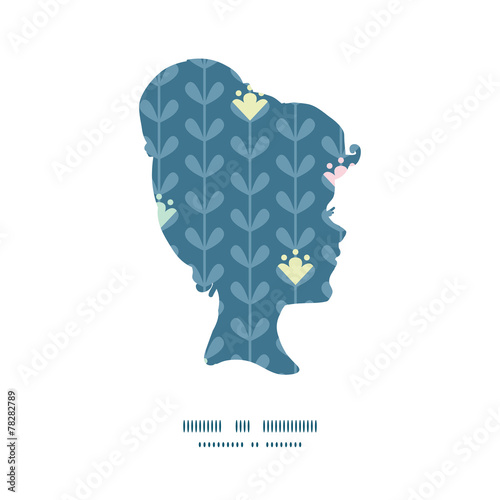Vector blloming vines stripes girl portrait silhouette pattern