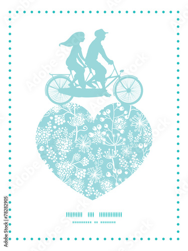 Vector blue and white lace garden plants couple on tandem