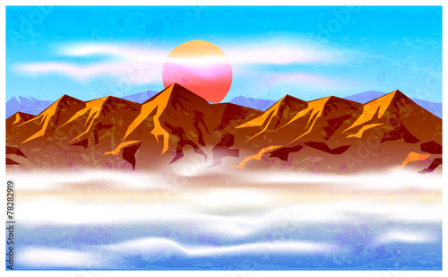 peaks in the haze and clouds