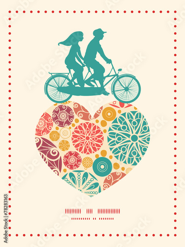Vector abstract decorative circles couple on tandem bicycle