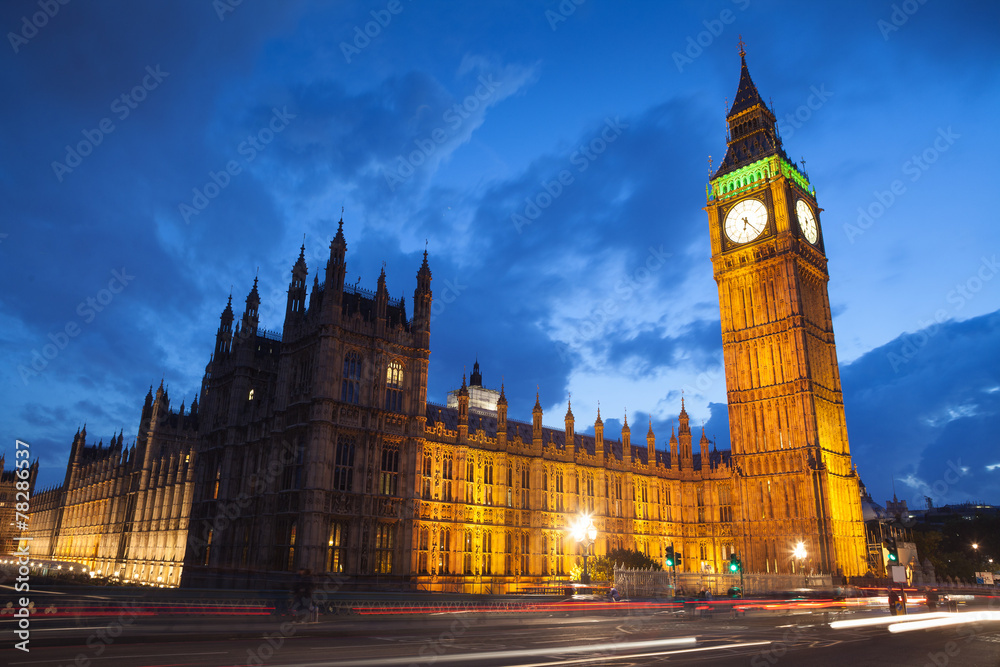 The Palace of Westminster Big Ben at night, London, England, UK. The Palace of Westminster Big Ben at night, London, England, UK.