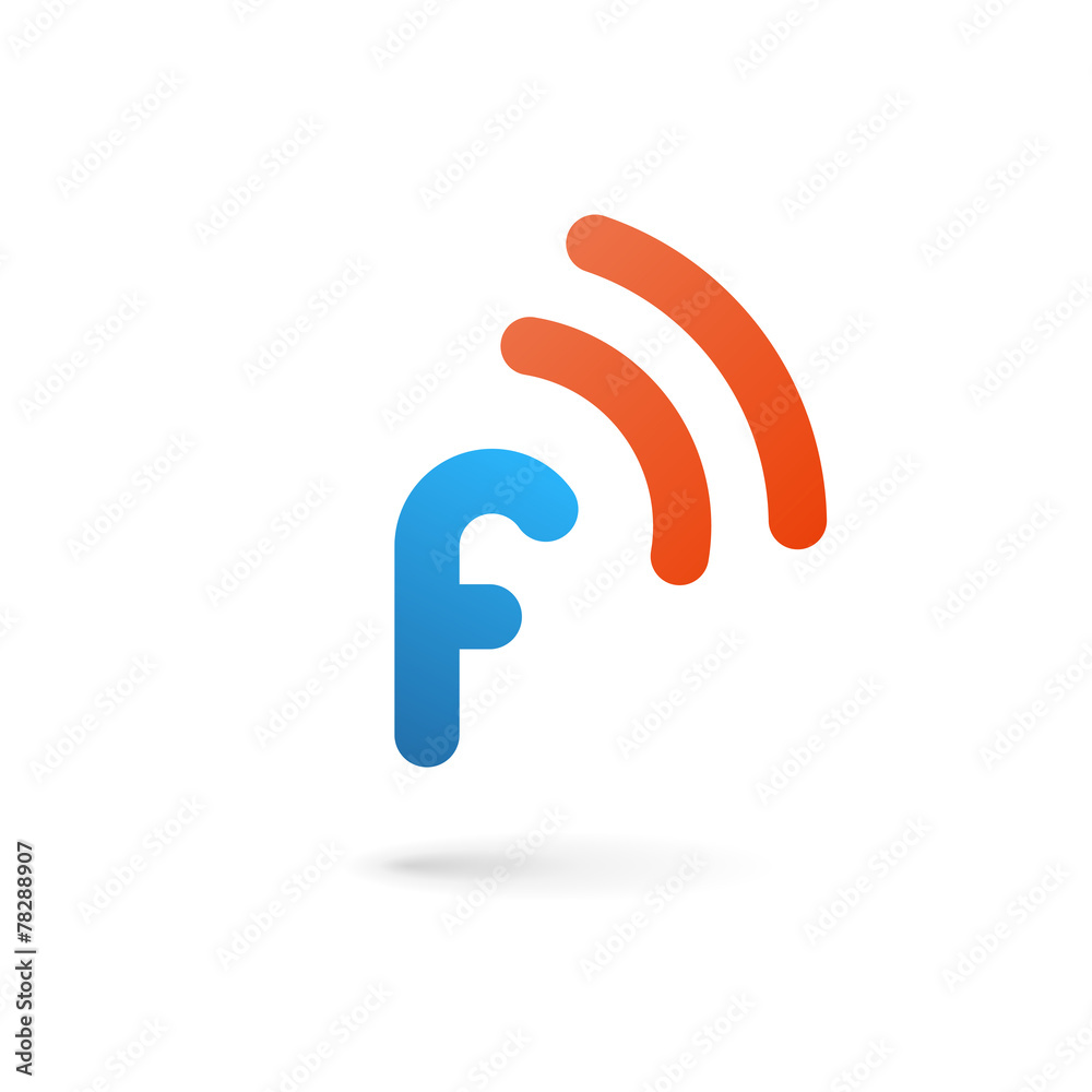 Fototapeta premium Letter F wireless logo icon design template elements
