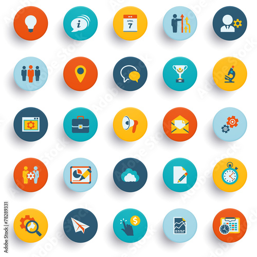 Color modern icons on buttons. Flat design.